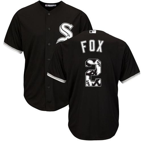 White Sox #2 Nellie Fox Black Team Logo Fashion Stitched MLB Jersey - Click Image to Close
